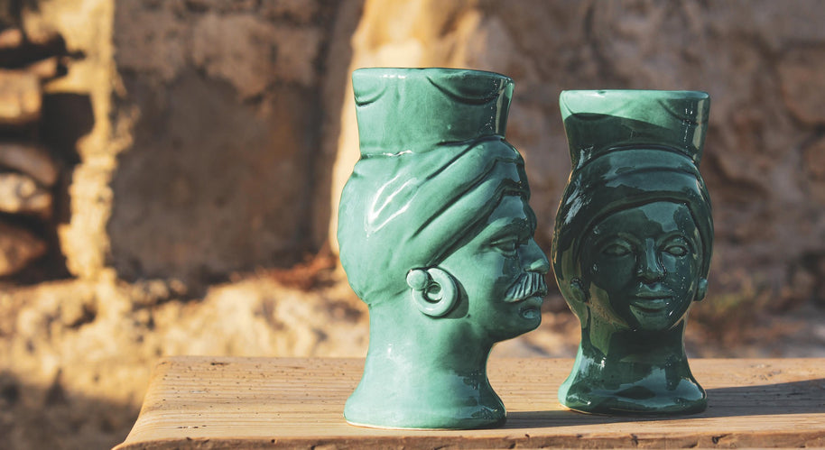 Grifone & Mata • Turchese di Calamosche • H14 - Crita Ceramiche di Caltagirone