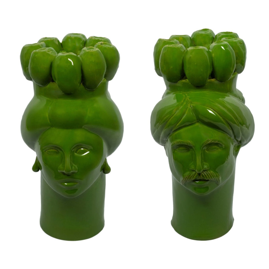 Solimano e Roxelana d'India • Verde Montalbano - Crita Ceramiche di Caltagirone