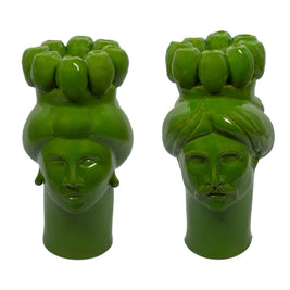 Solimano e Roxelana d'India • Verde Montalbano - Crita Ceramiche di Caltagirone