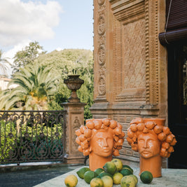 Solimano e Roxelana in giardino • Arancio di Palagonia - Crita Ceramiche di Caltagirone
